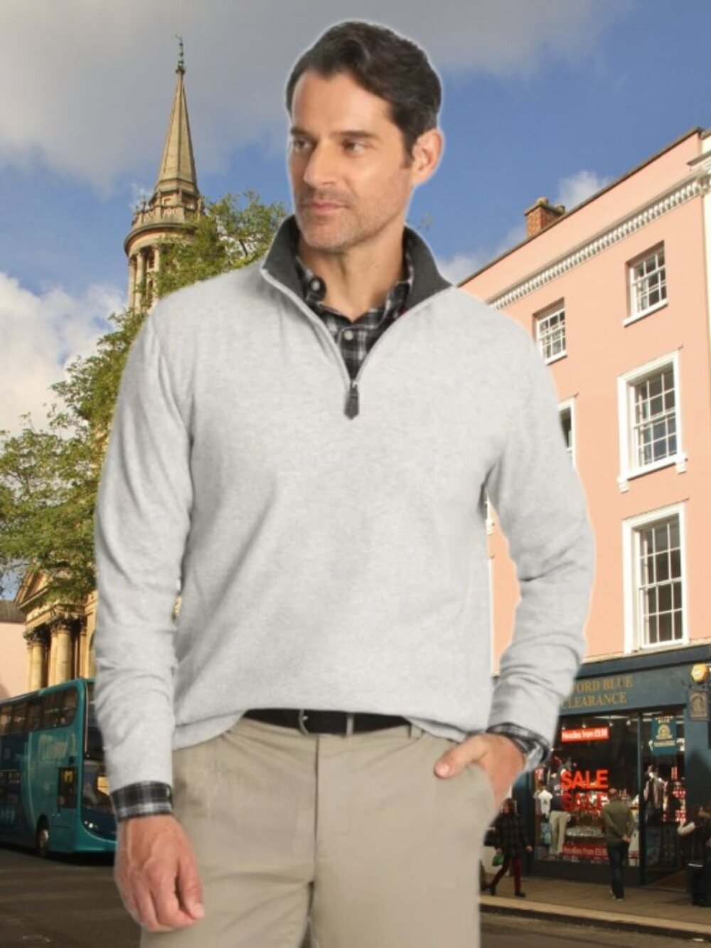 Chaps Men’s 1/4 Zip Fleece Long Sleeve Sweater Oatmeal Heather Comfort XL NEW